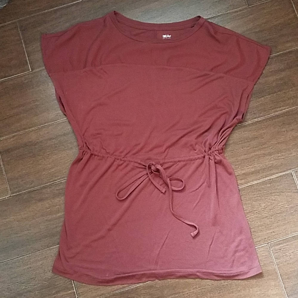Mixed Media Tie Waist Top